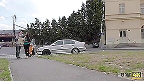HUNT4K. Slutty girl rides stranger's rod in front of crushed cuckold