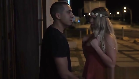 Blonde teen slut gets dominated by a young and handsome stud