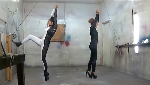 Busty babe in bondage is fucked hard in a hairy ass