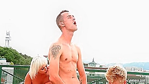 Bisex party on top of the roof