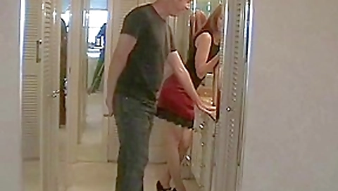 Wife husband ballbusting with high heel cuckold